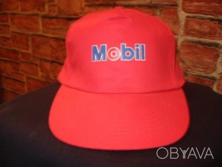 Бейсболка Mobil 1 красная, логотип - принт, любой размер. Цена 80 грн.. . фото 1
