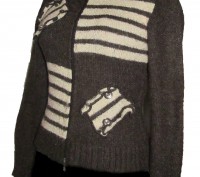 Продаю свитер коричневого цвета на двухсторонней молнии, с полосками кремового ц. . фото 6