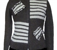 Продаю свитер коричневого цвета на двухсторонней молнии, с полосками кремового ц. . фото 4