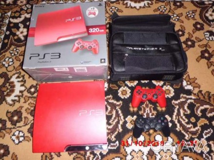Продам отличную приставку PS3 Slim 320гб на официальной прошивке, Редкий красный. . фото 1