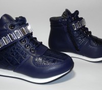 Ботинки, слипоны синие на девочку, Н2215-2, ТМ "Леопард", размеры: 27, 28, 29, 3. . фото 5