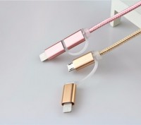 металл USB + Металл для 8pin & Micro USB Разъемы, тройной экранированный кабель . . фото 2