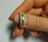Серебряное кольцо с золотой пластиной и цирконами.  

Серебро 925.  
Вставки . . фото 4