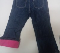 Модные, с легка расклешенные, утепленные джинсы на флисе Old Navy для девочек в . . фото 3