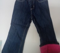 Модные, с легка расклешенные, утепленные джинсы на флисе Old Navy для девочек в . . фото 2