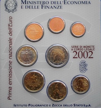 Официальный годовой набор монет Евро - Италия 2002
 
 Оригинальный буклет монетн. . фото 3
