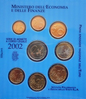 Официальный годовой набор монет Евро - Италия 2002
 
 Оригинальный буклет монетн. . фото 4