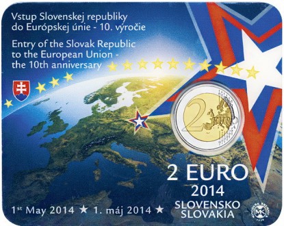 Официальный юбилейный набор 2 Евро - Словакия 2014
 
 Оригинальный блистер монет. . фото 2