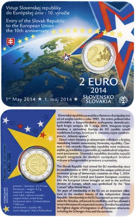 Официальный юбилейный набор 2 Евро - Словакия 2014
 
 Оригинальный блистер монет. . фото 4
