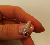 Кольцо серебряное с золотой пластиной и цирконами.   

Размер - 17,5
Серебро . . фото 2