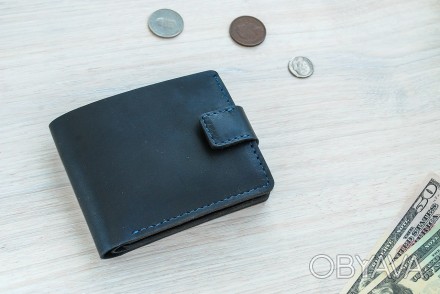 Классическое портмоне «Сlassic black» от тм Doodka Leather Goods.
2 отделения д. . фото 1