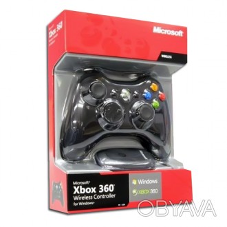 Беспроводной джойстик Xbox 360 Wireless Controller + Receiver, оригинальный, чёр. . фото 1