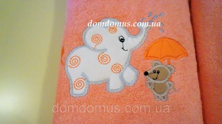 Подарочный набор детских махровых полотенец с оригинальным рисунком в виде слоне. . фото 5