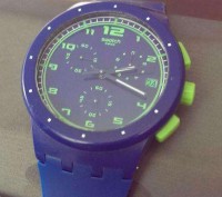 Швейцарский хронограф Swatch Chrono Plastic BLUE C SUSN400, очень яркая серия ча. . фото 2