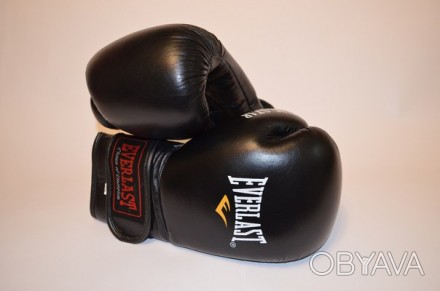 Перчатки боксерские кожаные на липучке Everlast(р-р 10-12oz). . фото 1