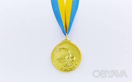 Медаль спортивная с лентой Плавание d-5см C-7015 (металл, d-5см, 25g, 1-золото,