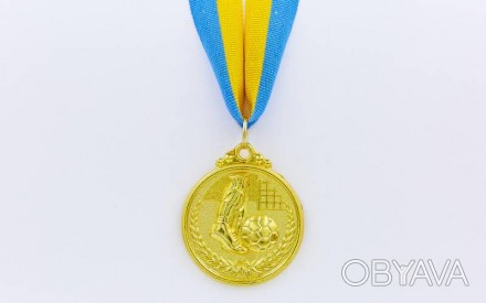 Медаль спортивная с лентой Футбол d-5см C-7025 (металл, d-5см, 25g, 1-золото, 2-