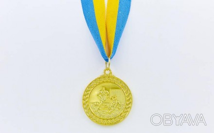 Медаль спортивная с лентой Футбол d-5см C-7020 (металл, d-5см, 25g, 1-золото, 2-
