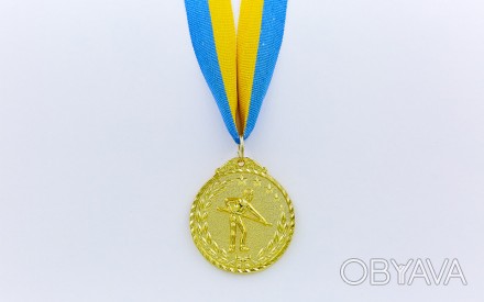 Медаль спортивная с лентой Бильярд d-5см C-7017 (металл, d-5см, 25g, 1-золото, 2