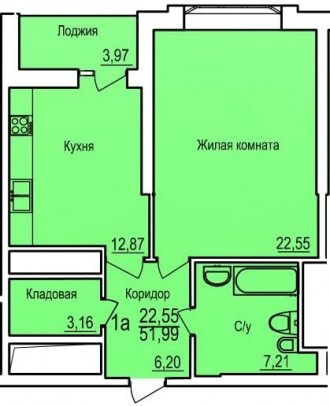 Площадь квартиры 52 кв.м
Продуманная практичная планировка, стяжка пола, счетчи. Приморский. фото 2