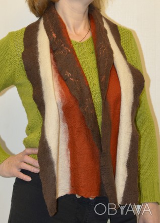 шерстяной валянный шарф из натуральной тончайшей мериносовой шерсти овец и волок. . фото 1