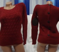 Вязаный женский свитер-джемпер с широкой горловиной. Крупная ажурная вязка выпол. . фото 4