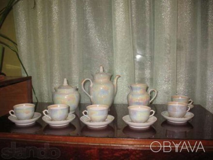 Новый фарфоровый (советского производства) кофейный сервиз (15 предметов) на 6 п. . фото 1