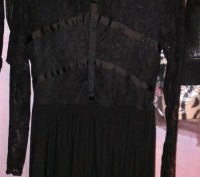 Вечернее черное платье,гипюр верх,спина прозрачная, впереди непрозрачная.Ткань н. . фото 2