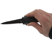 Нож для подводной охоты с обоюдоострой заточкой и классической формой клинка. Бл. . фото 3
