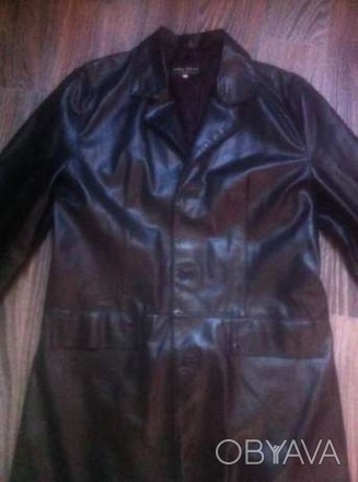 Продам мужской осенний кожаный плащ производство Италия, плечи 50, длинна 92, ру. . фото 1