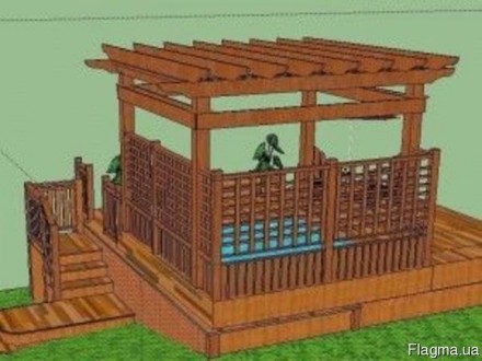 Столярное производство Гюмри выполнет строительство деревянных террас с перголой. . фото 5
