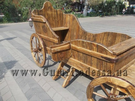 Деревянная  карета  украсить дачный дворик. Как правило, деревянная карета распо. . фото 3