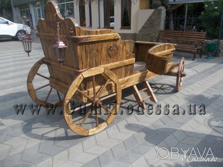 Деревянная  карета  украсить дачный дворик. Как правило, деревянная карета распо. . фото 1