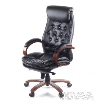 Кресло Лацио • АКЛАС • ЕХ MB кожа чёрный. Красивое кресло, солидное и элегантное. . фото 1