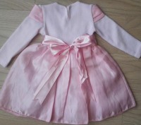 Модель   ПЛ-57. Розовое трикотажное платье с пышной юбкой. Красивый пояс из наши. . фото 4
