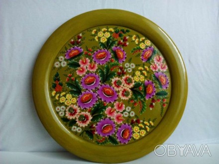 Декоративная деревянная тарелка "Весенние фантазии". Авторская роспись в стиле ". . фото 1