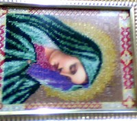 Икона Пресвятой Богородицы "Скорбящая".Выполнена из Чешского бисера.Размер 21х26. . фото 10
