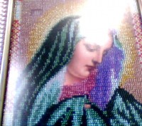 Икона Пресвятой Богородицы "Скорбящая".Выполнена из Чешского бисера.Размер 21х26. . фото 5