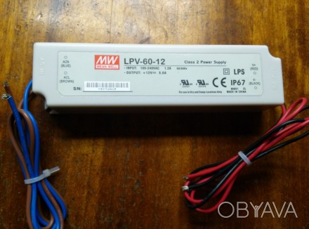 Выходная мощность LED-драйвера LPV-60-12 составляет 60 Вт. AC/DC-преобразователь. . фото 1