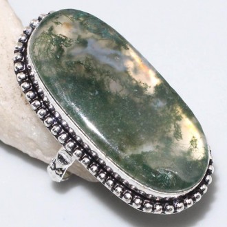 Предлагаем Вам купить крупное красивое кольцо с камнем моховый агат в серебре. И. . фото 2