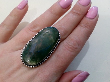 Предлагаем Вам купить крупное красивое кольцо с камнем моховый агат в серебре. И. . фото 6