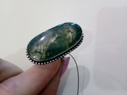 Предлагаем Вам купить крупное красивое кольцо с камнем моховый агат в серебре. И. . фото 4