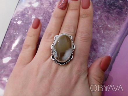 Предлагаем Вам купить красивое кольцо с натуральным камнем агат в серебре.
Разме. . фото 1