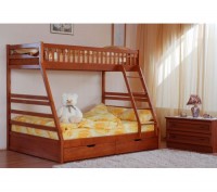 Двухъярусная трёхместная кровать Юлия изготовлена из натуральной древесины (масс. . фото 2