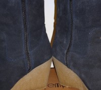Ботинки сапоги замшевые женские зимние, темно синего цвета.р.38 высота танкетки . . фото 4