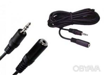 Новый акустический кабель папа mini jack 3.5mm - мама mini jack 3.5mm длиной 5м.. . фото 1