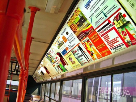 Реклама в городском транспорте Бердянска. Реклама в салоне автобусов Бердянска. . . фото 1