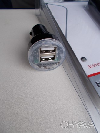 Универсальное  USB зарядное устройство от прикуривателя автомобиля на 2 USB вход. . фото 1