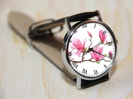 Наручные часы магнолия, женские часы, часы цветы, часы подарок, модные часы

М. . фото 3