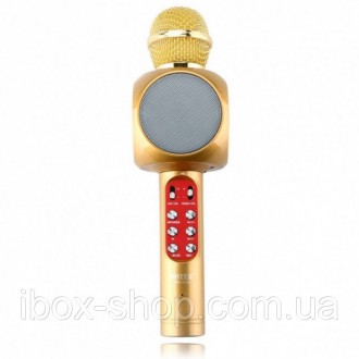 Беспроводной микрофон караоке блютуз WSTER 1816 Bluetooth динамик USB Светло кор. . фото 2